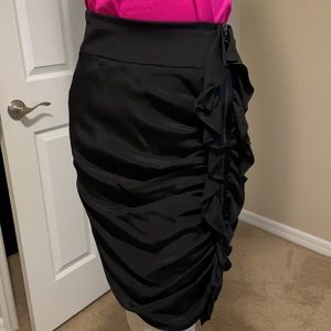 MAGASCHONI EXPOSED SIDE ZIPPER RUFFLE TRIM HIGH WAIST PENCIL SKIRT SILK NWT 6